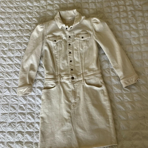 Mother The Puffy Bruiser bottom Frey denim mini dress in second chance - Picture 5 of 16